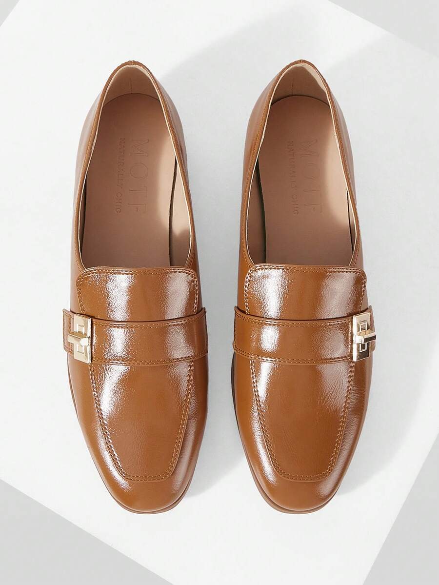 MOTF PREMIUM WOMEN PU LEATHER METAL DETAIL FLATS - Camel - View 1