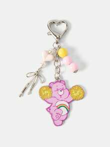 SHEIN X Care Bears 1 móc khóa gấu cheerleader hạt tròn màu hồng dễ thương hình trái tim - Nhiều màu - Xem 3