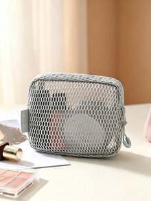 Haus Hana Multifunctional Transparent Mesh Storage Bag, Portable Handheld Cosmetic Makeup Pouch, Divider Pouch For Documents Digital Accessories - Multicolor - View 15