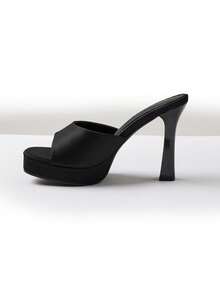 MUSERA Black Platfrom Heel Muled Sandal Hell Fall Autumn Winter Streetwear Outfits - Black - View 2