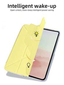 1 buah Casing Pelindung Tablet Lipat Berbentuk Y Akrilik, Kuning Lemon, Penutup Magnetik, Penyangga Multi-Sudut, Slot Pena, Cangkang Belakang Akrilik Transparan Tinggi Anti-Tekuk Anti-Gores, Mode Tidur/Bangun, Casing Pelindung Tablet Kasual/Minimalis/Kuning - Kuning - View 5