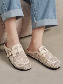 Solecia Lace Embroidered Mesh Breathable Design Buckle Strap Lightweight Sweet French Style Apricot Date Afternoon Tea Fall Shoes - Apricot - View 2