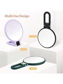 30x Magnification Handheld Makeup Mirror - Double-Sided 1x/30x, With 360 Degree Rotating Handle, Foldable And Portable, Suitable For Travel, Eyebrow Repair, Cartoon Design, Plastic Frame, No Battery Required, Can Be - Multicolor - View 9