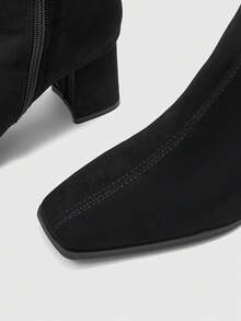 CUCCOO BIZCHIC Women's Thick-Heeled Mid-Boots, Suitable For Daily And Festive Occasions In Autumn And Winter Fall Boots - Dark black - View 5