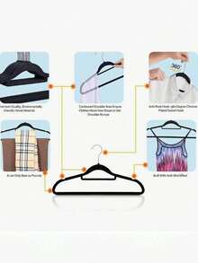 60/100-Piece High-Quality Velvet Hangers With Tie Poles, Non-Slip Thickened Hangers, Suitable For Jackets, Sweaters, Sweaters, Space-Saving Velvet Hangers - Multicolor - View 9
