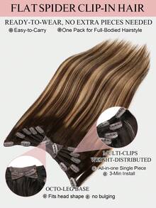 蜂蜜金 Balayage 章魚夾式人髮接髮片 一件式舒適佩戴 簡易安裝 便攜式髮片 打造豐盈髮型 - S4/27/4 - 查看 7