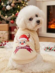 PETSIN 1 Pc Pet Christmas Reindeer Print Sweatshirt - Multicolor - View 1
