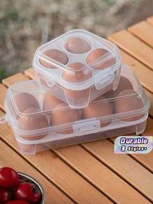 3/4/8 Grid Egg Rack Shockproof Kitchen Container Box Storage Box, Suitable For Outdoor Camping And Picnic. It Is A Portable Egg Storage Box With Functions Of Anti-Overflow, Shockproof And Portability - Very Suitable For Storing Eggs During Camping, Picnic And Travel, As Well As For Easter, And It Is An Egg Storage Tray. - Clear - View 1