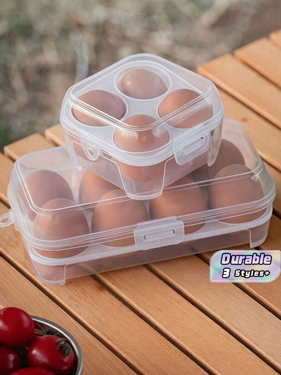 3/4/8 Grid Egg Rack Shockproof Kitchen Container Box Storage Box, Suitable For Outdoor Camping And Picnic. It Is A Portable Egg Storage Box With Functions Of Anti-Overflow, Shockproof And Portability - Very Suitable For Storing Eggs During Camping, Picnic And Travel, As Well As For Easter, And It Is An Egg Storage Tray. - Clear - View 1