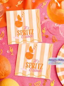 20 40 60Pcs Italian Summer Retro Aperol Spritz Cocktail Disposable Napkins 2 Ply Orange White Striped Beverage Napkins For Bridal Showers Pool Parties Summer BBQ - default - View 1