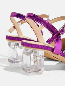CUCCOO TILAWA Ladies' Fashionable And Elegant Pointed Crystal Heel, Rhinestone Pointed Laser Lace, Women's High-Heeled Shoes, Suitable For Banquets, Parties Fall Shoes - Purple - View 9