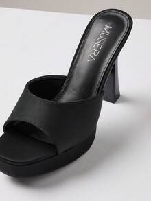 MUSERA Black Platfrom Heel Muled Sandal Hell Fall Autumn Winter Streetwear Outfits - Black - View 3