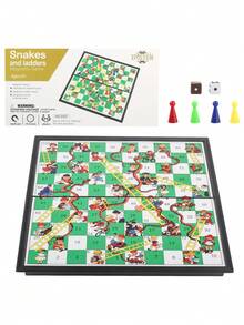 Magnetic Snakes And Ladders Board Game Set, Folding Portable Design And Light-Weight, Travel Game Set Gift ,Family Fun Toys - Green - View 9