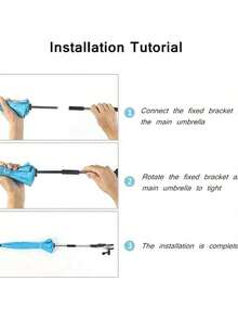 1pc Universal Bicycle Portable Sun Umbrella, Rainproof & Sunshade, 360° Rotation, UV Protection (Securely Fixed When Screwed Tight) - A - View 3
