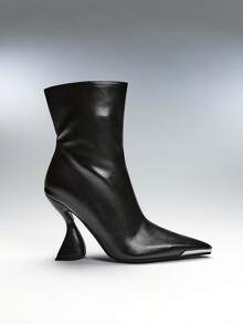 SHEIN SHUZIA Women's Pointed Toe Autumn/Winter Style Irregular Heel Simple And Versatile For Commute And Parties, High-End - Black - View 3