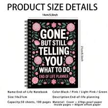 1Pc "Gone But Still Telling You What To Do" Floral End Of Life Planner, 14*21cm Last Wishes & Estate Organizer, Thoughtful Funeral Planning Gift For Seniors & Adults - A - View 2