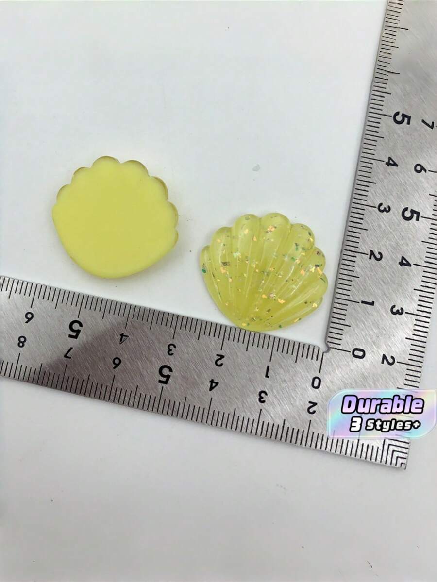 0.98英吋/2.5公分樹脂貝殼裝飾品,迷你人造貝殼飾品,適用於婚禮、節日、手工DIY與家居裝飾配件 - 透黃色 - 查看 1