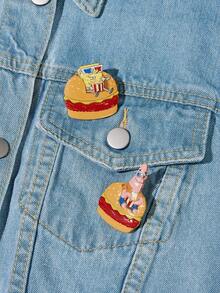 SpongeBob SquarePants | SHEIN Ghim cài áo in họa tiết hoạt hình sáng tạo mới, thiết kế liên kết IP, phong cách đáng yêu cá tính, đơn giản và thanh lịch, có thể dùng làm phụ kiện, phù hợp cho - Vàng - Xem 2