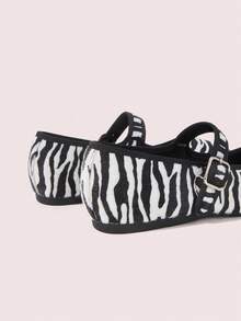 CUCCOO DOLLMOD Women's Shoes, Zebra Pattern, Retro Classic Flat Mary Jane, Suitable For Casual And Versatile Commuting Vacation Fall Shoes - zebra pattern - View 6