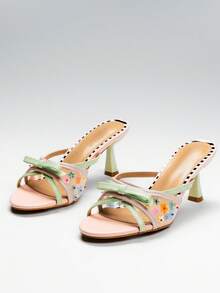 SHEIN SHUZIA Women's Wide Fit Ladies Sexy Stiletto Heel Slip-On Sandals - Multicolor - View 5