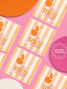 20 40 60Pcs Italian Summer Retro Aperol Spritz Cocktail Disposable Napkins 2 Ply Orange White Striped Beverage Napkins For Bridal Showers Pool Parties Summer BBQ - default - View 6