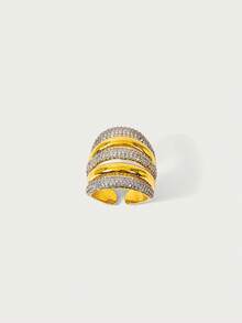 Glisma 18K Gold-Plated 1 Piece Metal Inlaid Rhinestone Open Ring, Suitable For Summer, Beach, Party, Dance And Other Occasions, Luxurious And Fashionable, Su - Color match 4 - View 8