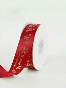 Pita Satin Natal untuk Pembungkus Kado, Dekorasi Kue, Hiasan Pita, Kerajinan DIY, Dekorasi Pesta - Bahasa Inggris Merah - View 9