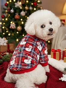 PETSIN 1 Boneka Natal untuk Kucing dan Anjing, Motif Manusia Salju Kotak-kotak Universal, Hangat dan Nyaman, Cocok untuk Anjing Natal. - MultiWarna - View 3