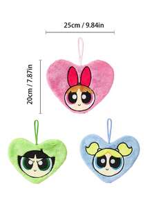 THE POWERPUFF GIRLS X POKOJA LAND 1pc Cute Embroidered Hand Towel, Soft Absorbent Quick Drying Handkerchief, Coral Fleece Non Shedding Hanging Cloth, Suitable For Kitchen, Living Room, Bathroom - Multicolor - View 3