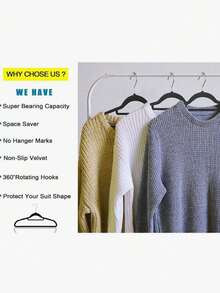 60/100-Piece High-Quality Velvet Hangers With Tie Poles, Non-Slip Thickened Hangers, Suitable For Jackets, Sweaters, Sweaters, Space-Saving Velvet Hangers - Multicolor - View 10
