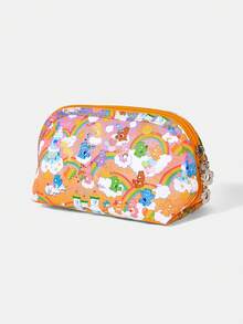 SHEIN X Care Bears 1 Cartoon Pattern Cosmetic Bag, Portable Zipper Cosmetic Storage Bag, Multi-Functional Finishing Bag, Lightweight Travel Bag - Multicolor - Orange Pink - View 2