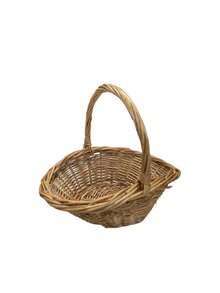 One Handwoven Wicker Storage Basket | Modern Multi-Purpose Indoor/Outdoor Basket For Flowers, Farm Produce & Home Decor, With Natural Edge & Decorative Centerpiece - Multicolor - View 8