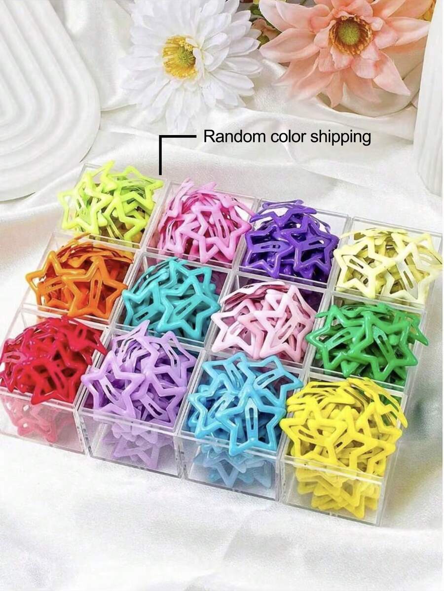 BestieMix 160/12pcs Ladies Candy Color Star Shaped Sweet And Cool Cute Girl Heartbreak Hair Bangs Hair Clips Versatile Hair Accessories - Multicolor - View 1