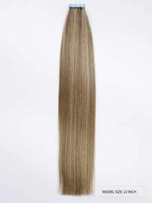 20pcs 50g Tape In Hair Extension, 100% Real Remy Human Hair Extension For Salon Silky Seamless Invisible Skin Weft Tape Ins,  For Thinning Hair Woman Natural Look  Can Be Reused ,For Fine Or Thin Hair ,Add Volume Halloween Costumes,Highlight 6P27# - S6/27 - View 4