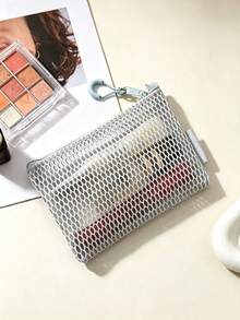 Haus Hana Multifunctional Transparent Mesh Storage Bag, Portable Handheld Cosmetic Makeup Pouch, Divider Pouch For Documents Digital Accessories - Multicolor - View 5