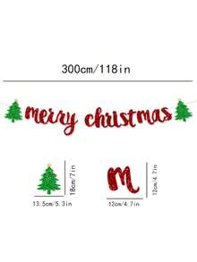 1pc Merry Christmas Party Banner Santa Tree Bunting Hanging Flag For Festival Background Decor Must Have Accessory - multicolor - View 3