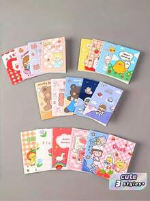 10/20/40Pcs Random Style Cute Cartoon Mini Pocket Notebooks, Portable Animal Character Journals Mixed Color, School Supplies Prizes Back‑To‑School Gifts - Multicolor - View 1