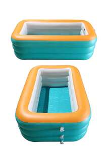 1 Inflatable Swimming Pool, Thick Pvc Material, Portable And Foldable For Easy Storage, Suitable For Indoor And Outdoor Use, Parties, Balconies, Summer Gatherings, And Family Water Play - Green and Orange Color Scheme - View 8