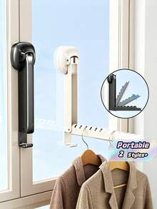Multi-Functional Retractable Suction Cup Clothes Hanger, Wall-Mounted Window Drying Rack, Dril-Free Door Hanging Hook, Portable Travel Clothes Drying Rack, Foldable Dorm Laundry Rack, Suction Cup Storage Organizer - Multicolor - View 1
