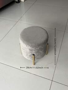 1PC Compact Size Metal Frame Round Fabric Low Stool Ottoman With Non Slip Base Modern Minimalist Design Seating For Living Room Entryway Shoe Changing Creative Side Table Alternative Small Space Decor Essential - Multicolor - View 2