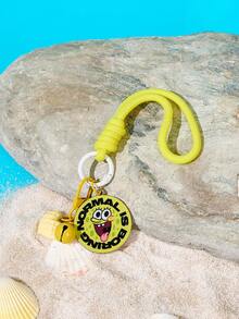 SpongeBob SquarePants | SHEIN 1Pc SpongeBob Yellow Love Bell Lanyard Keychain Headphone Pendant Bag Pendant - Multicolor - View 1