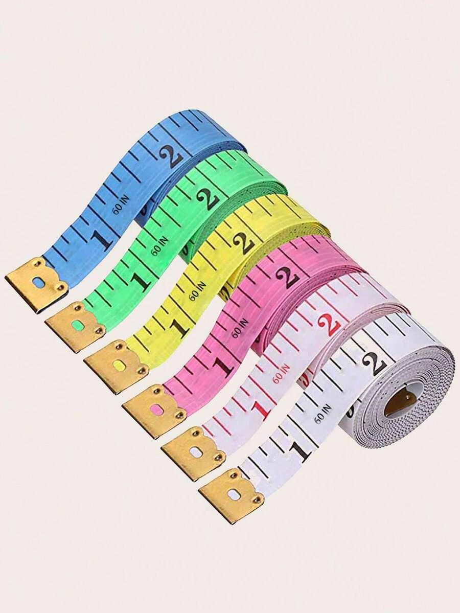 2pcs 1.5M Mini Plastic Measuring Tape,Daily Random Color Metal Buckle Band Tape For Sewing Tailor Cloth Body Measurement - Multicolor - View 1
