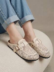 Solecia Lace Embroidered Mesh Breathable Design Buckle Strap Lightweight Sweet French Style Apricot Date Afternoon Tea Fall Shoes - Apricot - View 6