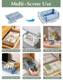 Joivida 1Pc Macron Colors Plastic Foldable Storage Basket Perfect For Storge And Daily Use Easy Assembly Can Be Used In Bathroom Office Living Room Classroom Domitries - Multicolor - View 7