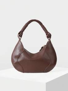 MOTF WOMEN'S FASHION BURGUNDY HANDBAG, EXQUISITE TASSEL, SIMPLE ROUND BAG, CROSSBODY, FOR DAILY, SHOPPING, COMMUTING, TRAVEL - Coffee - View 4