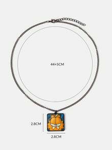 GARFIELD | SHEIN New Creative Cartoon Pattern Printed Pendant Necklace, IP Joint Design, Lovely Personality, Simple And Generous, Suitable For All Kinds Of Parties, Co - Black - View 6