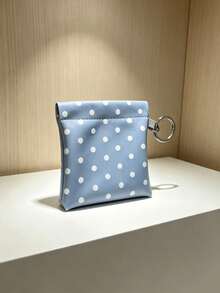 Haus Hana Spring‑Steel Opening Polka‑Dot PU Pouch, Portable Lipstick Coin Purse With Hanging Loop For Cards & ID Storage - Multicolor - View 7