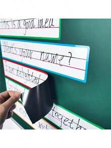 1Pc/4Pcs Magnetic 4-Line 3-Grid Chalkboard Stickers, Reusable Erasable English Writing Whiteboard Stickers, Classroom Learning Tool For Teachers, Strong Magnetic Bottom, Fun Design, Fridge Magnets, Colorful Language Teaching - Multicolor 2 - View 8