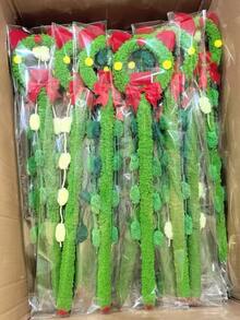 PETSIN 1 PC Random Color Tassels Christmas Big Size Cat Teaser With Cute Christmas Decoration,Shake To Make Sound,Mimicking Bird Calls - Green - View 9