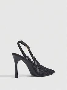 CUCCOO SZL Women's Shoes Fashion Classic Simple Buckle Commuter Office Wear Stiletto Heel High Heel Shoes - Black - View 3